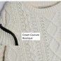 NEW Ivory Boho Chic Wool & Faux Leather Knit Sweater Zipper OS Fits Sz S M