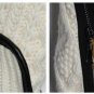 NEW Ivory Boho Chic Wool & Faux Leather Knit Sweater Zipper OS Fits Sz S M