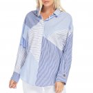 NEW TOV HOLY Blue & White Bias Cut Blouse w/ Zipper Shoulder S MSRP $100 SAMPLE