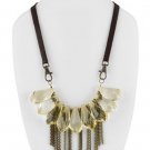 Adia Kibur Colorado Lucite & Leather Chunky Statement Necklace NEW MSRP $120