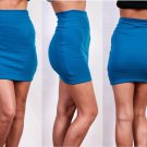 NEW Coutori Teal Solid Striped Bandage Mini Pencil Skirt Size S M L