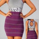 Wow Couture Purple & Grey Shimmery Floral Waist Bandage Dress S M L NEW MSRP $68 Wow Couture Purple & Grey Shimmery Floral Waist Bandage Dress S M L NEW MSRP $68