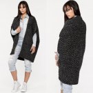 NEW LOVE STITCH Heather Charcoal "Lucia Cardigan" Drop Shoulder Cocoon Sweater One Size Fits All