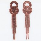 NEW 5" Dangle Box Chain Bronze Tone Metal Pierced Earrings STUNNING STATEMENT