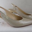 NIB $250 Amalfi by Rangoni Phebe Lt Taupe Patent Leather Slingback Pumps Sz 9.5