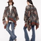 NWT LOVE STITCH Sorrell Tribal Print Poncho Open Sweater One Size Fits All