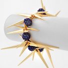 NEW Cluster Spike Charm & Black Ab Resin Pave Ball Stretch Bracelet Statement