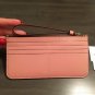 NWT $150 Coach Khaki & Petal Pink Coated Canvas & Leather Zip Top Wristlet 37565