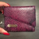NEW $185 Bodhi Snakeskin Print & Pebbled Leather Tri-Fold Wallet Purple & Black