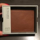 NIB Perry Ellis Portfolio Tan Premium Pebbled Leather Slim Bifold Wallet WP30014
