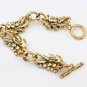 New Yellow Enamel & Rhinestone Leaf Gold Tone Chain Link Toggle Bracelet WOW!