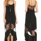 NEW Sexy Black Sheer Lace Sleeveless Long Hi-Low Lingerie Dress / Gown Size M