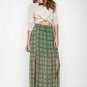 New UMGEE Lime Green Plaid Print Erin Maxi Skirt with Dual Slits Size S M L