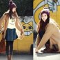 NWT Camel & Black Knitted Wool Sweater Cardigan Jacket w/ Contrast Pockets XS S