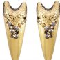 New Antique Gold Tone Teeth / Shield Post Earrings with Rhinestones