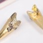 New Antique Gold Tone Teeth / Shield Post Earrings with Rhinestones