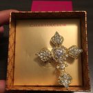 NIB $25 Charter Club Crystal & Gold Tone Cross Pin Brooch in Gift Box NIB $25 Charter Club Crystal & Gold Tone Cross Pin Brooch in Gift Box