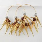 NEW CHUNKY HUGE Spikes & Clear & Topaz Resin Pave Balls 3 1/2" Hoop Earrings NEW CHUNKY HUGE Spikes & Clear & Topaz Resin Pave Balls 3 1/2" Hoop Earrings