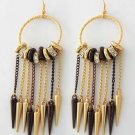 NEW Two-tone Chandeliers Dangle Spike Charms Earrings - 4 3/8" Drop - STATEMENT NEW Two-tone Chandeliers Dangle Spike Charms Earrings - 4 3/8" Drop - STATEMENT