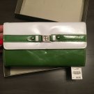 NIB $68 Giani Bernini Green & White Glazed Leather Accordion Organizer Wallet