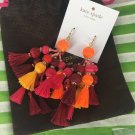 NEW Kate Spade Pretty Poms Tassel Statement Earrings Yellow & Red MSRP $98 AUTH