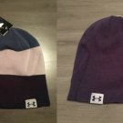 NWT Under Armour Reversible 4-in-1 Stripe Solid Logo Beanie Hat Blue Teal Gray