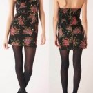 NEW Free People Strapless Mini Dress Black Floral Sateen Size 12 MSRP $108