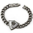 NIB Just Cavalli Gunmetal Scudo Medallion Chain Link Bracelet SCEH03 MSRP $260