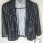 NWT Hype Black Shiny Gloss Sequin Cropped Blazer Size 6, 3/4 Sleeve MSRP $198