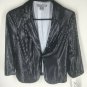 NWT Hype Black Shiny Gloss Sequin Cropped Blazer Size 6, 3/4 Sleeve MSRP $198