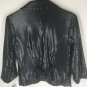 NWT Hype Black Shiny Gloss Sequin Cropped Blazer Size 6, 3/4 Sleeve MSRP $198