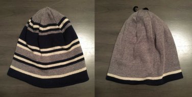 NWOT Levi's Reversible Dark Blue, Gray & Cream Beanie Hat One Size Fits Most