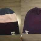 NWOT Under Armour Reversible 4-in-1 Stripe Solid Logo Beanie Hat Blue Teal Gray