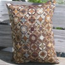 brown, blue and bronze pillow