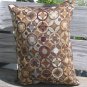brown, blue and bronze pillow