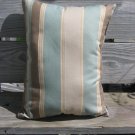 Wide striped pale blue, beige, brown pillow