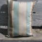 Wide striped pale blue, beige, brown pillow