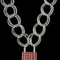 16 Inch Thich Chain Rhinestone Lock - Red