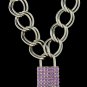 16 Inch Thich Chain Rhinestone Lock - Purple