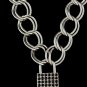 16 Inch Thich Chain Rhinestone Lock - Black