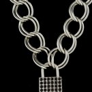 18 Inch Thich Chain Rhinestone Lock - Black
