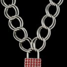 20 Inch Thich Chain Rhinestone Lock - Red