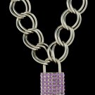 20 Inch Thich Chain Rhinestone Lock - Purple