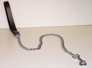 Chrome Leather Handle Chain Leash