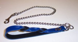 Twisted Garment Leather Chain Leash Blue/Black