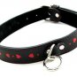 Leather Collar With Red Hearts