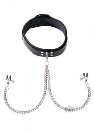 Leather Collar With Broad Tip Clamps