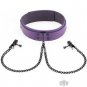 Purple Leather Collar With Black Clamps