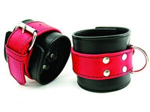 Soft Leather Wrist Restraints Red/Black