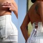 Leather Fetish Laced Buckled Boned White Cincher - Small